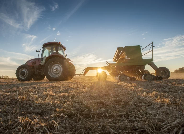 traktor z przyczepką na roli
